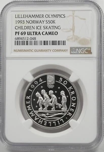 Norway 1993 50 Kroner Proof NGC PF69 ULTRA CAMEO Lillehammer Olympics NG2056 com - Picture 1 of 2