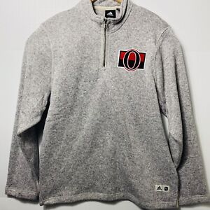 Adidas NHL Ottawa Senators 1/4th Zip Fleece Sweater Jacket Gray Mens Size:L 