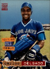 1994 Stadium Club Toronto Blue Jays Baseball Card #600 Carlos Delgado