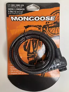 NEW MONGOOSE 5 FT VINYL COATED STEEL CABLE COMBO LOCK FOR BICYCLE FREE SHIP! - Picture 1 of 3