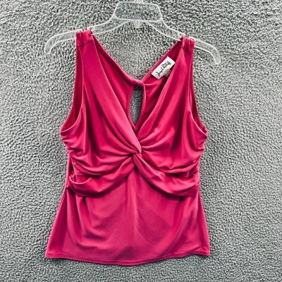 Camiseta sin mangas Joseph Ribkoff para mujer 12 rosa Babydoll torcida frontal acanalada ojo de cerradura Y2K Foto 1 de 4