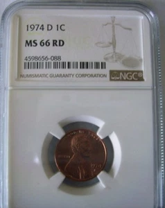 1974-D 1C Lincoln Memorial Cent NGC MS66RD - Picture 1 of 2