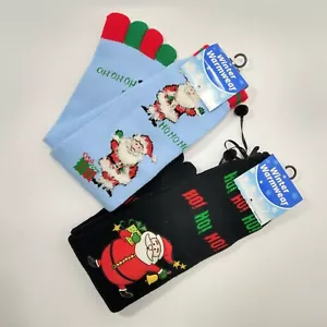 Lot of 2 Santa Christmas Toe Socks Long One Size Red Green Holiday Party NEW - Picture 1 of 3