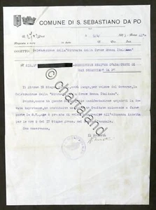Comune S. Sebastiano da Po - Invito Giornata della Croce Rossa Italiana - 1933 - Foto 1 di 1