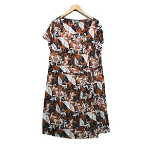 Balsamik Robe femme taille 50 marron blanc 95% viscose dames manches courtes - Imagen 1 de 10