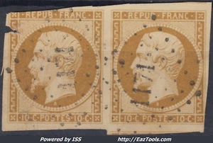 FRANCE EMISSION PRESIDENCE 10c BISTRE JAUNE PAIRE N° 9 OBLITERATION PC A VOIR - Picture 1 of 2