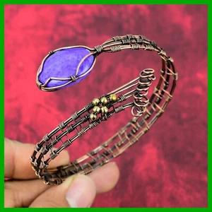 Copper Oval Natural Charoite Sisters Gift Artisan Birthday New Bangle Bracelet - Picture 1 of 6