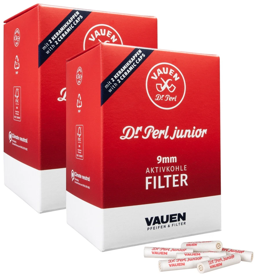 Dr. Perl Junior Aktivkohle Filter JUMAX Vauen Pfeifenfilter 9mm 360 Stück 2Boxen - Bild 1 von 1