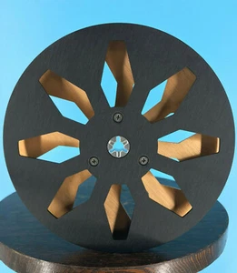 Burlington Recording 1/4"x7"BLACK/GOLD Trident Metal Reel Gold Box-8SpikeWindows - Picture 1 of 6