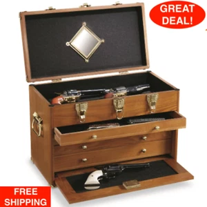 4-Drawer Gun Storage Cabinet Base Firearm Conceal Solid Wood Furniture Walnut - Picture 1 of 24