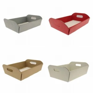 4/8/12 x CARDBOARD HAMPER BOX GIFT WEDDING CHRISTMAS RED/GOLD/SILVER BULK BUY - Picture 1 of 8