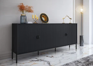 Credenza moderna mobile madia multi spazio nero 4 ante salotto soggiorno sala - Foto 1 di 2