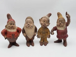 LOT OF 4 VINTAGE WALT DISNEY 1930s SEIBERLING LATEX SNOW WHITE DWARFS - Picture 1 of 20