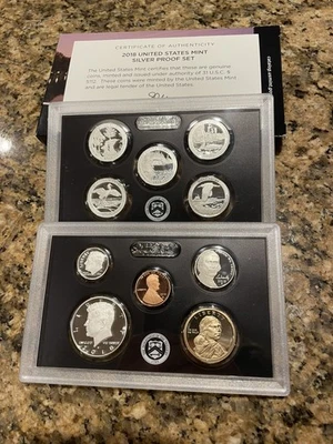2018 United States Mint Silver Proof Set San Francisco W/ Quarters 10 Coins COA - Image 1 of 4
