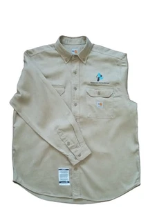 Carhartt Men’s FR Flame-Resistant Twill Cotton Work Shirt 2XL Beige - Picture 1 of 7