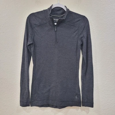 Pullover Smartwool para mujer talla M gris lana merino cuarto cremallera capa base top Foto 1 de 4
