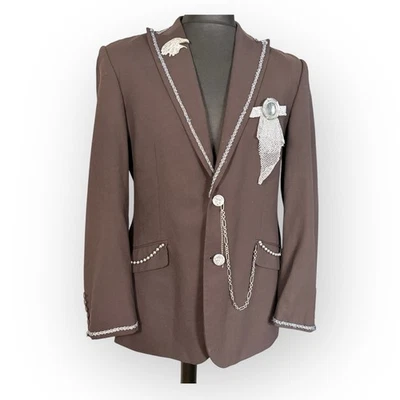 Steampunk Goth Jacket Coat UK 42 Brown Wool Made in UK Hand Reworked/Decorated - Image 1 of 4