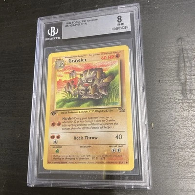 1999 Pokemon Fossil 1st Edition Graveler 37/62 BECKETT 8 - Image 1 of 2