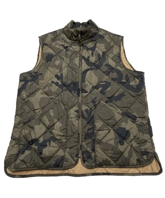 J. Chaleco Camuflado Crew Para Hombre Talla Grande Cremallera Completa Acolchado Camuflaje Preppy Verde Marrón Foto 1 de 4