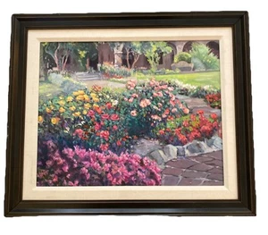 Vintage Original Blumenstillleben Ölgemälde 21” x 25” signiert Elaine Mathews - Bild 1 von 14