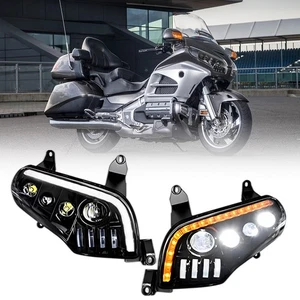 2X Front LED Head Lamp Assembly Turn Signal For 2001-2017 Honda Goldwing GL1800 - Picture 1 of 10