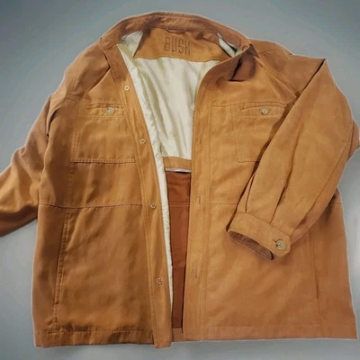 Vintage Hugo Boss Bush Tan Micro Suede Jacket Mens XL XXL Size 56 Designer Coat - Image 1 of 4