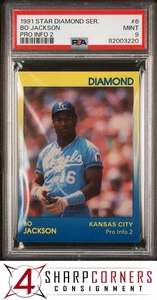 1991 STAR DIAMOND SERIES #6 BO JACKSON PRO INFO 2 #/2000 POP 3 PSA 9 - Picture 1 of 4