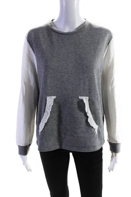 Sudadera Drew Mujer Estampado en Bloques de Color Manga Larga Cuello Redondo Gris Blanco Talla S Foto 1 de 4