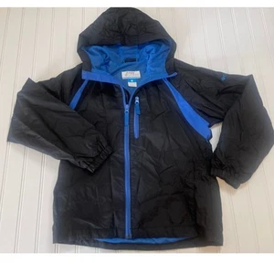 Columbia Black Blue Full Zip Hoodie Windbreaker Jacket - Size Boy's 10/12 - Picture 1 of 5