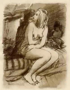 ZARTE BANDE - Milivoj UZELAC 1949 OriginalLithographie in SEPIA - Picture 1 of 1