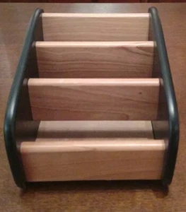 BLACK & NATURAL WOOD 3 SLOT LETTER HOLDER. WC - Picture 1 of 7