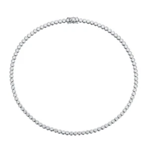 2-3MM D Color Moissanite Bubble Tennis Chain Necklace Girl 925 Sterling Silver - Picture 1 of 11