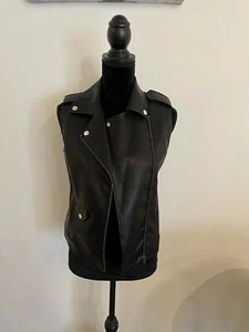 Leith Faux Leather Black Moto Vest Size Small - Picture 1 of 5