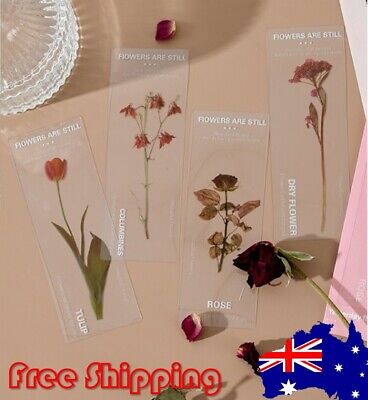 5x Brand New Transparent Bookmarks Flowers Plant Garden Book Marker • 5.50$