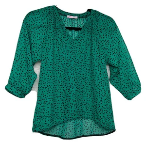 I ❤️ Pinc Emerald Green/Black Dot Top/Shirt/Blouse & Camisole Size L - Picture 1 of 8