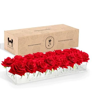 Clear Acrylic Flower Vase 15.7" Long Rectangular Centerpiece for Weddings - Picture 1 of 7