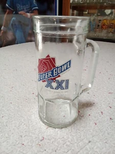 Vintage 1987 NFL Football Super Bowl XXI Glass Stein Mug - Picture 1 of 5