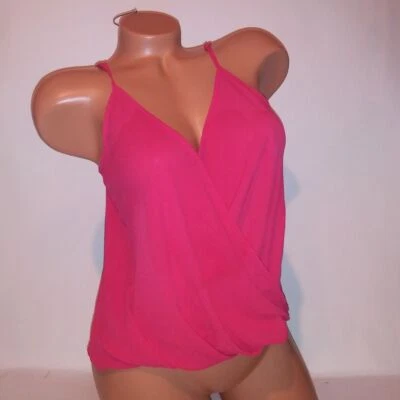 Lush Tank Top Womens Small Bright Red Solid Draped Faux Wrap Sleeveless New - Imagem 1 de 4