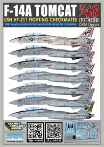 DXM decal 1/48 USN F-14A Tomcat VF-211 Checkmates - Picture 1 of 5