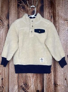 Gap Kids Boy’s Pullover Sherpa Sweater Jacket 3 Snaps Kangaroo Pocket Size 4 Yrs - Picture 1 of 4