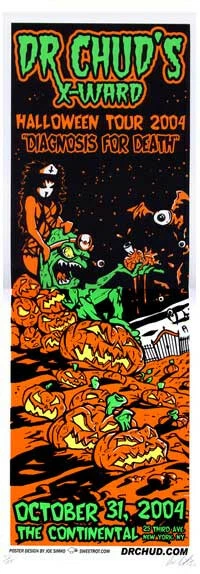 Póster de luz negra serigrafiado DR.CHUD'S X-WARD Halloween Show NYC 2004 Foto 1 de 1