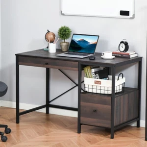 Computer Desk/ Office Writing Desk - Walnut Brown - Picture 1 of 6