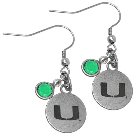 Women's University of Miami Hurricanes Earrings Dangle Silver Charmed Cover