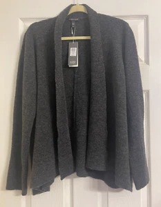 NWT $248 Eileen Fisher Charcoal Drapey Wool Boucle Shawl Collar Cardigan L XL - Picture 1 of 4