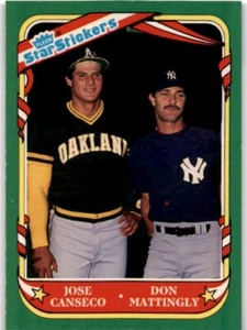 JOSE CANSECO, DON MATTINGLY CL 1987 Fleer Star Stickers #131 Athletics / Yankees - Picture 1 of 2