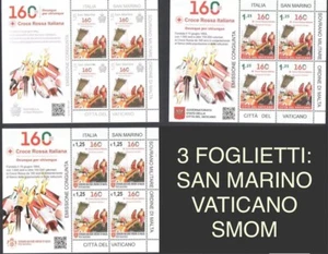 CROCE ROSSA 2024 EMISSIONE CONGIUNTA ITALIA SMOM VATICANO SAN MARINO 3 FOGLIETTI - Foto 1 di 1