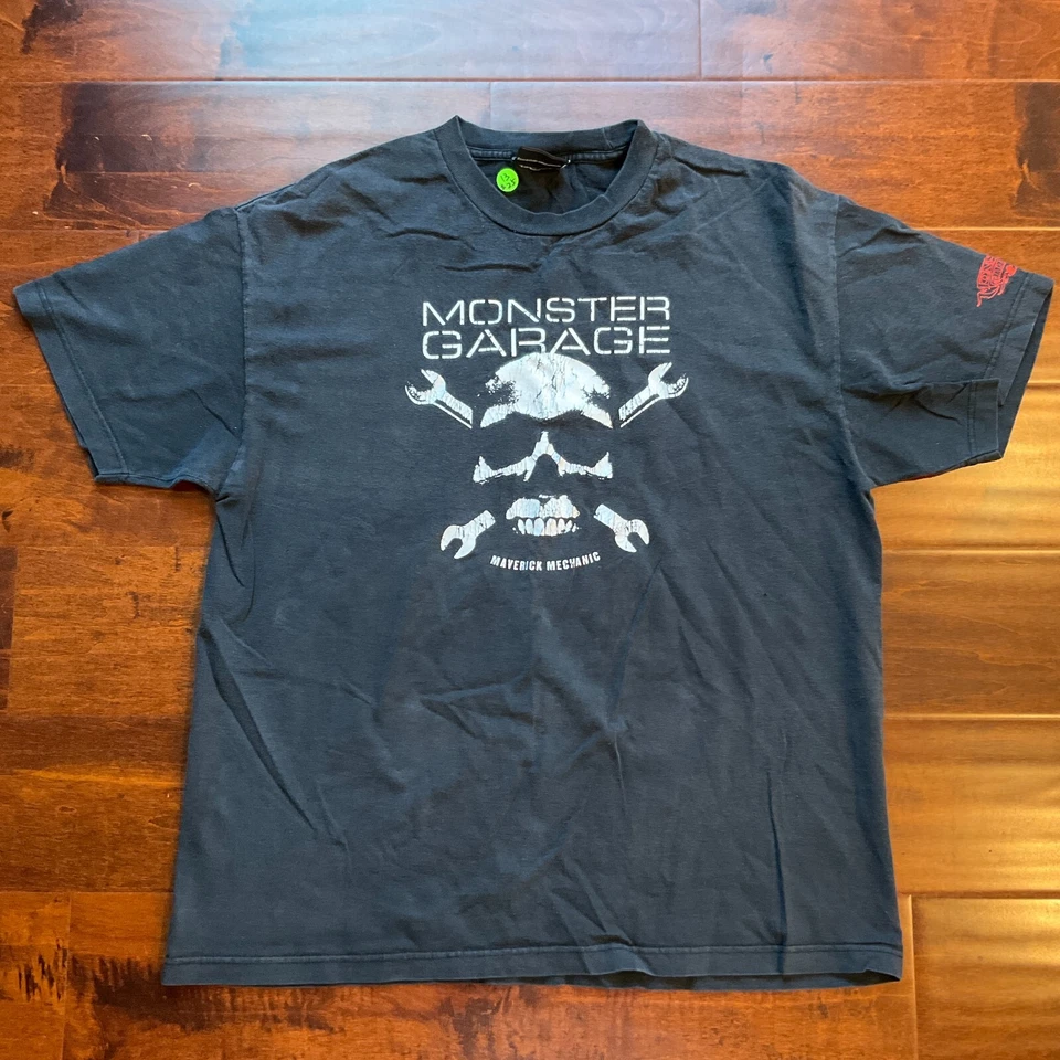 Vintage Monster Garage Shirt Mens Black Mverick Mechanic Skull Logo *Read* - Image 1 of 4