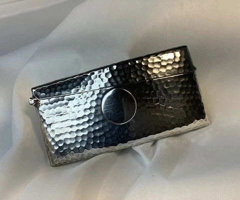 ANTIQUE FINE HM SILVER/GILT VICTORIAN ‘J.O. LTD’ CURVED CALLING CARD CASE 1918 Cover