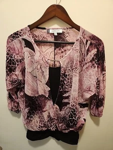 Jennifer Lopez Purple/Flowers, Blouse Womens, Built In Tank - Picture 1 of 3