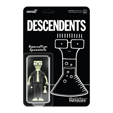 SUPER7 Descendents Milo Hypercaffium Spazzinate Glow ReAction Figure 3.75" NEW Cover